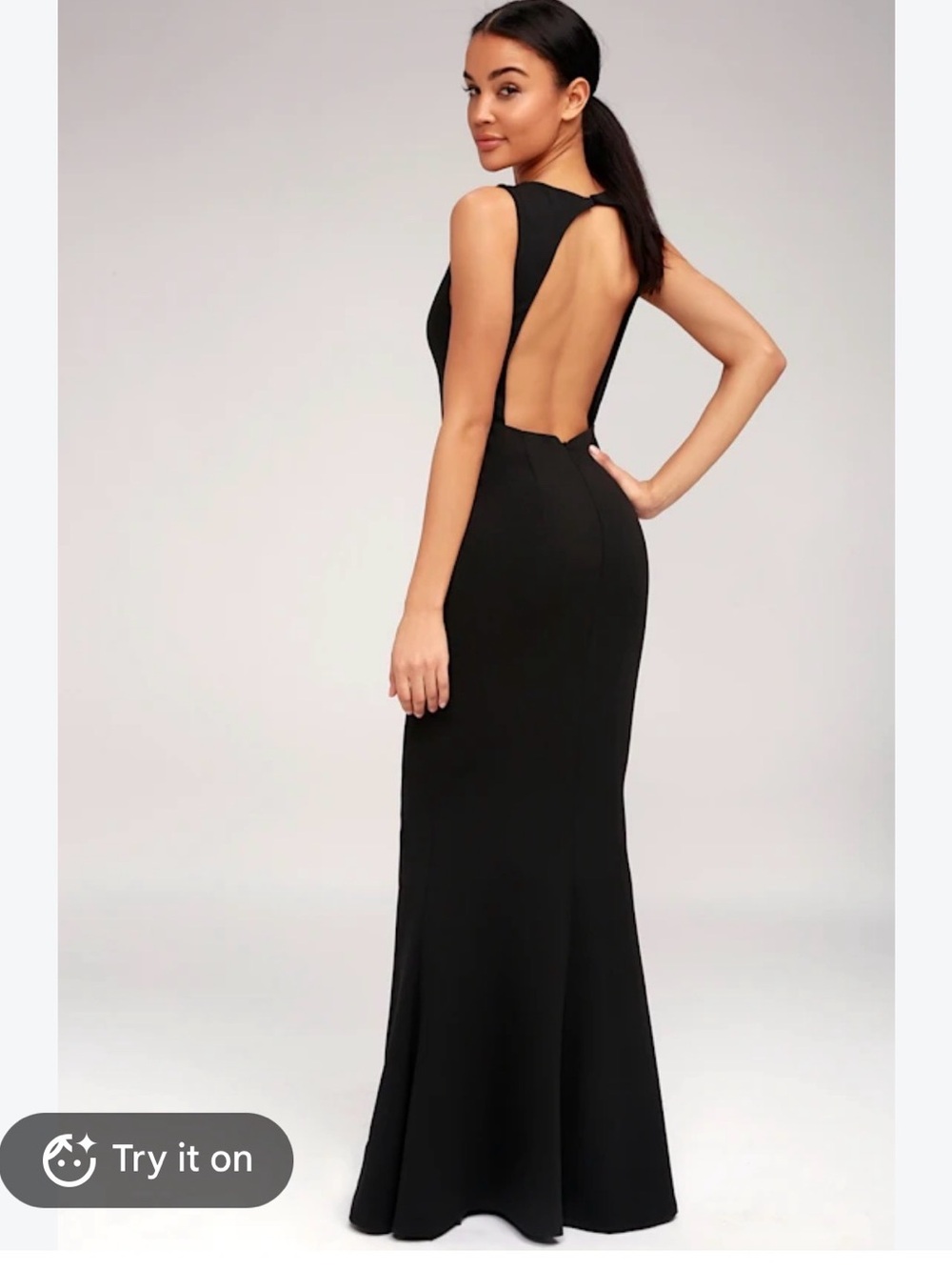 Lulu's Black Open-Back Maxi Gown